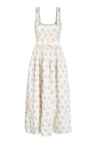 Markarian gown with romantic neckline and structured silhouette