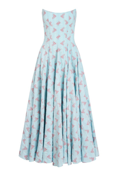 Markarian gown with romantic neckline and structured silhouette