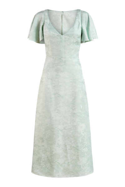 Markarian gown with romantic neckline and structured silhouette