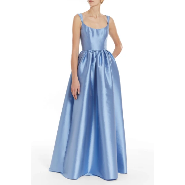 Markarian gowns with romantic neckline and structured silhouette