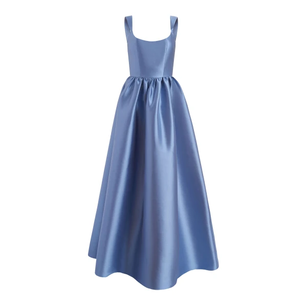 Markarian gown with romantic neckline and structured silhouette