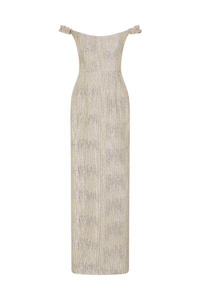 Markarian gown with romantic neckline and structured silhouette