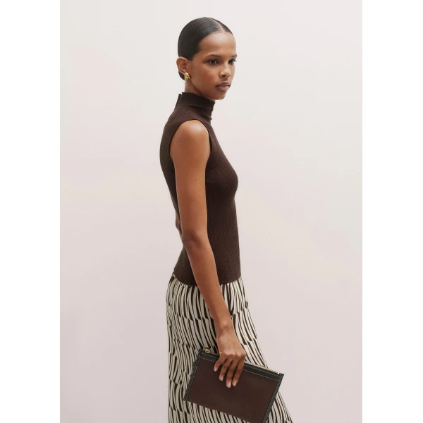 Me + Em Barely There Rib High Neck Tank – luxury British Brown in Me and Em exclusively at Luxury Shoes 