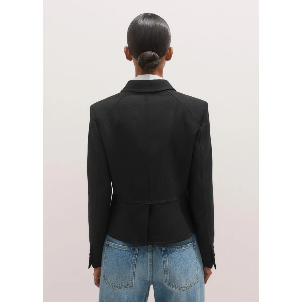 Me and Em Contrast Topstitch Short Fitted Blazer – luxury British Black in Me and Em exclusively at Luxury Shoes 