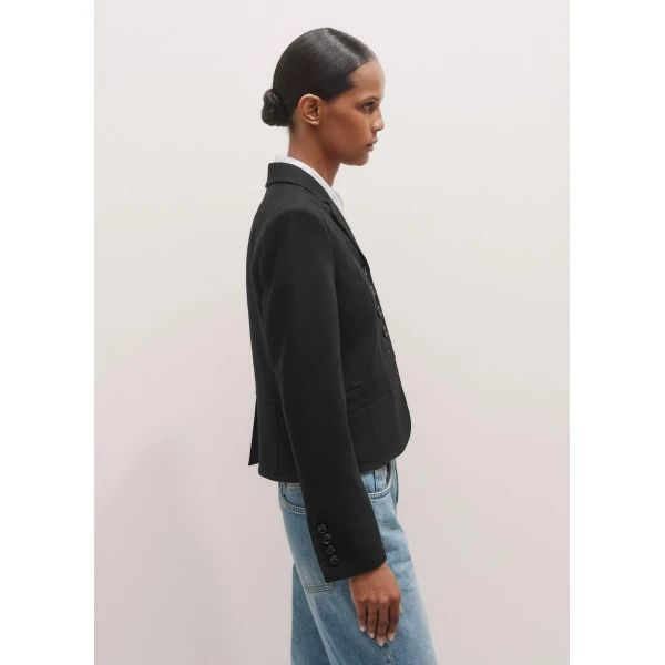 Me + Em Contrast Topstitch Short Fitted Blazer – luxury British Black in Me and Em exclusively at Luxury Shoes 