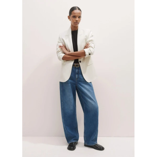 Me + Em Sharp Shoulder Pinstripe Blazer – luxury British Ivory in Me and Em exclusively at Luxury Shoes 