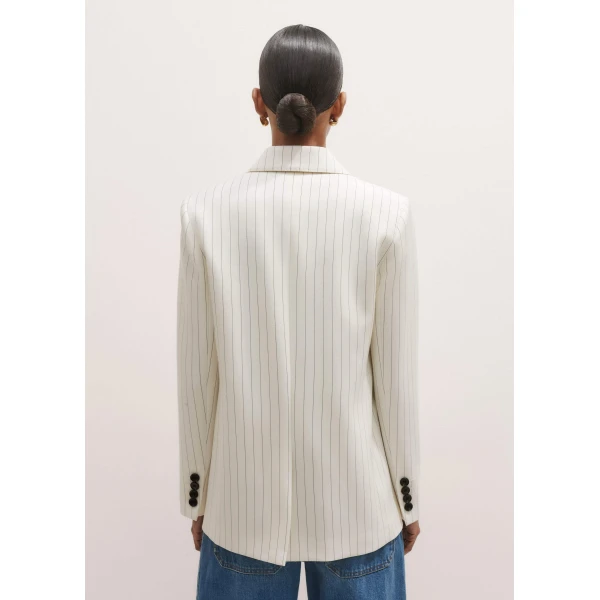 Me + Em Sharp Shoulder Pinstripe Blazer – luxury British Ivory in Me and Em exclusively at Luxury Shoes 