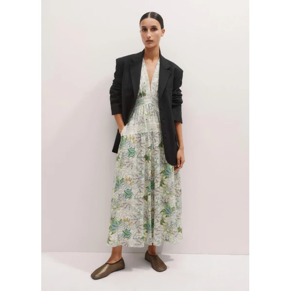 Me + Em Silk Delicate Paisley Print Maxi Dress – luxury British Multicolour in Me and Em exclusively at Luxury Shoes 