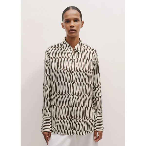 Me and Em Silk Linear Keys Print Oversized Shirt – luxury British Neutrals in Me and Em exclusively at Luxury Shoes 