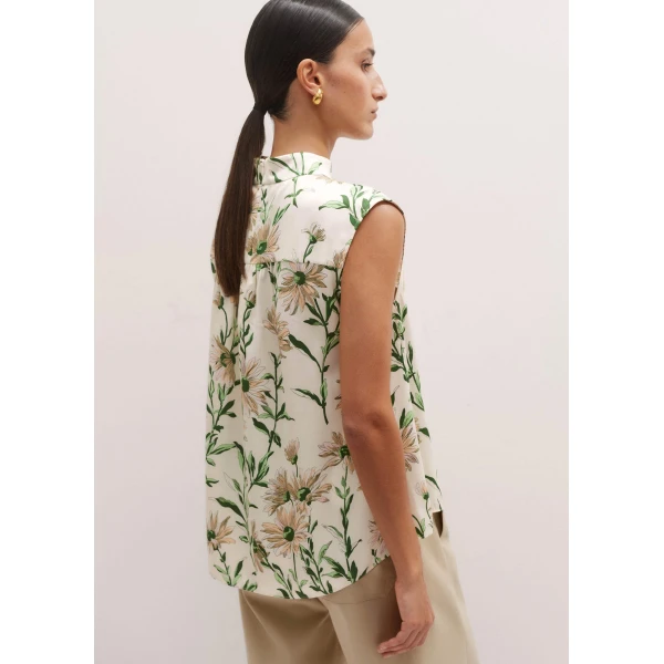 Me + Em Silk Satin Growing Daisy Print Top + Tie – luxury British Multicolour in Me and Em exclusively at Luxury Shoes 