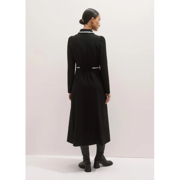Me and Em Textured Midi Dress – luxury British Black in Me and Em exclusively at Luxury Shoes 