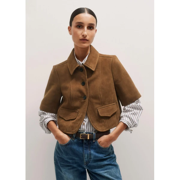 Me and Em The Everyday Short Sleeve Jacket – luxury British Brown in Me and Em exclusively at Luxury Shoes 