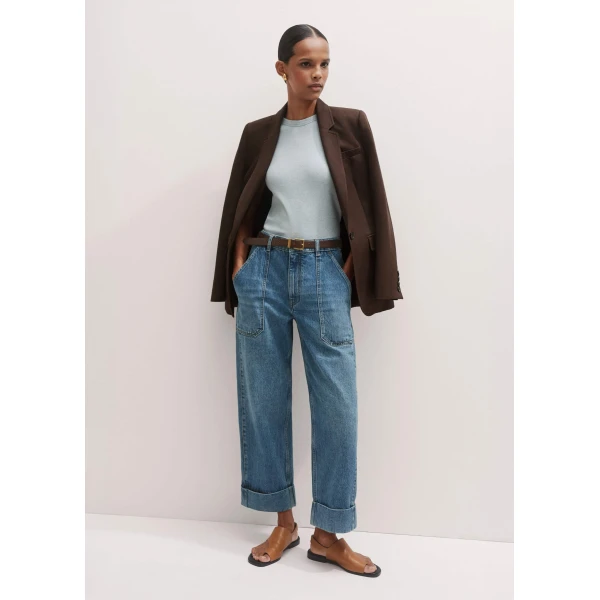 Me and Em Turn-Up Straight Jean – luxury British Blue in Me and Em exclusively at Luxury Shoes 