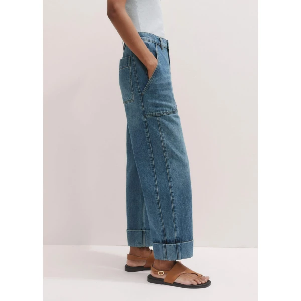 Me + Em Turn-Up Straight Jean – luxury British Blue in Me and Em exclusively at Luxury Shoes 
