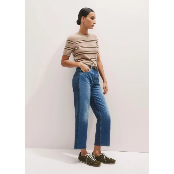 Me and Em Two-Tone Straight Crop Jean – luxury British Blue in Me and Em exclusively at Luxury Shoes 