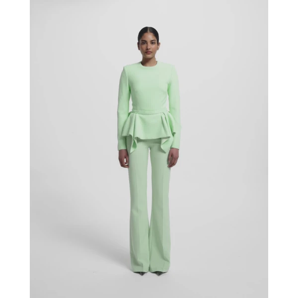 Alexa Trousers In Brook Green by Safiyaa ‚Äì luxury pants in Green available at Luxury Shoes 