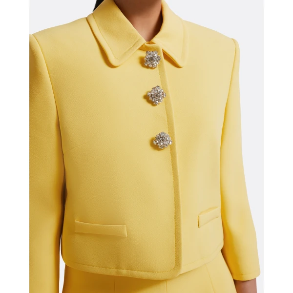 Arata Jacket In Aspen Gold With Crystal by Safiyaa ‚Äì luxury jackets in Gold available at Luxury Shoes 