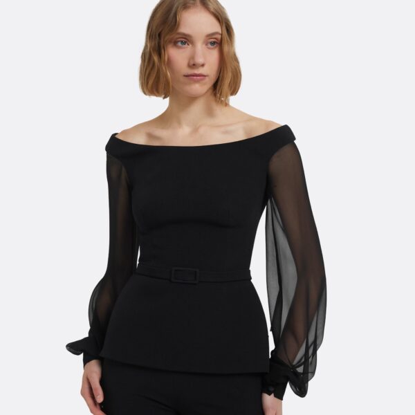 Breena Top In Black by Safiyaa ‚Äì luxury tops in Black available at Luxury Shoes 