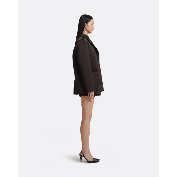 Maurissa Jacket In Peat Brown by Safiyaa ‚Äì luxury jackets in Brown available at Luxury Shoes 