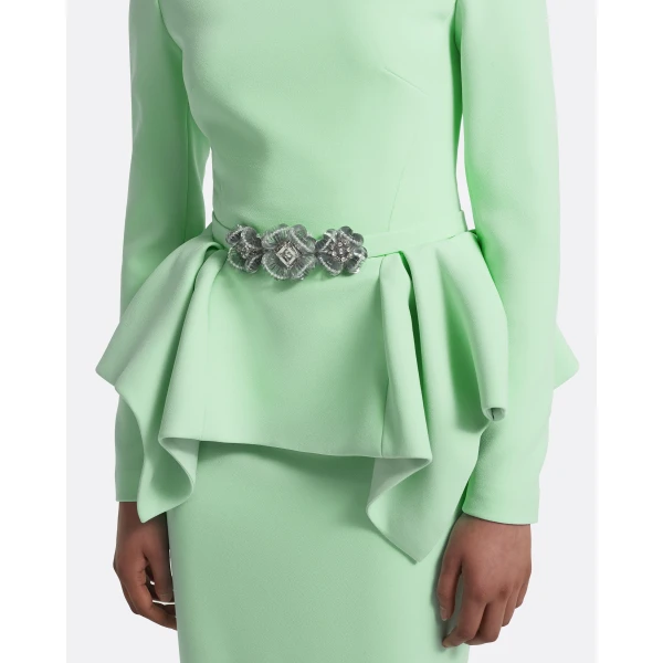 Midori Top In Brook Green With Silver by Safiyaa ‚Äì luxury tops in Green available at Luxury Shoes 