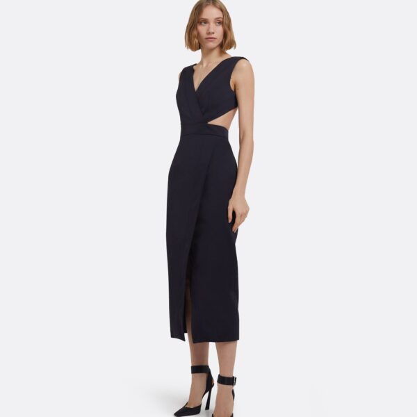 Oakley Midi Dress In Midnight Navy by Safiyaa ‚Äì luxury dresses in Blue available at Luxury Shoes 