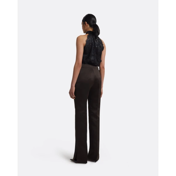 Rikina Trousers In Peat Brown by Safiyaa ‚Äì luxury pants in Brown available at Luxury Shoes 