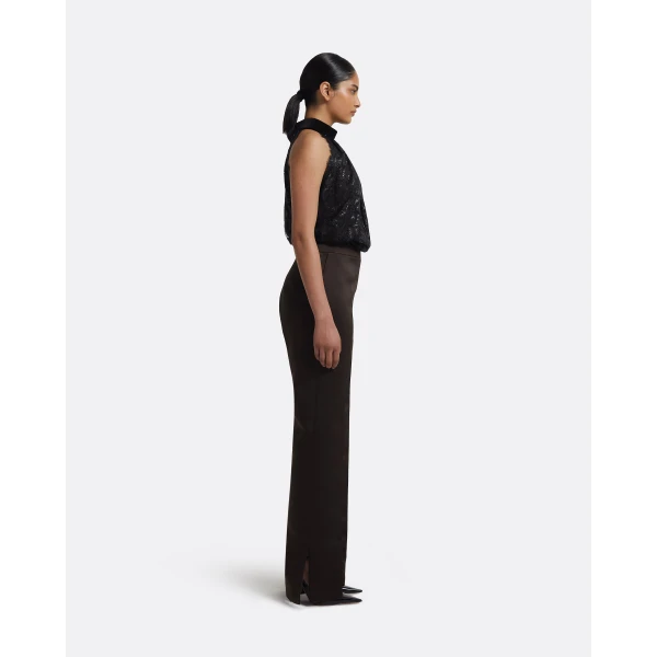 Rikina Trousers In Peat Brown by Safiyaa ‚Äì luxury pants in Brown available at Luxury Shoes 