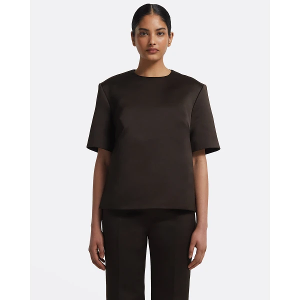 Sayuri Top In Peat Brown by Safiyaa ‚Äì luxury tops in Brown available at Luxury Shoes 