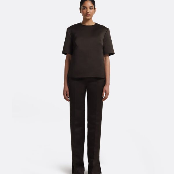 Sayuri Top In Peat Brown by Safiyaa ‚Äì luxury tops in Brown available at Luxury Shoes 