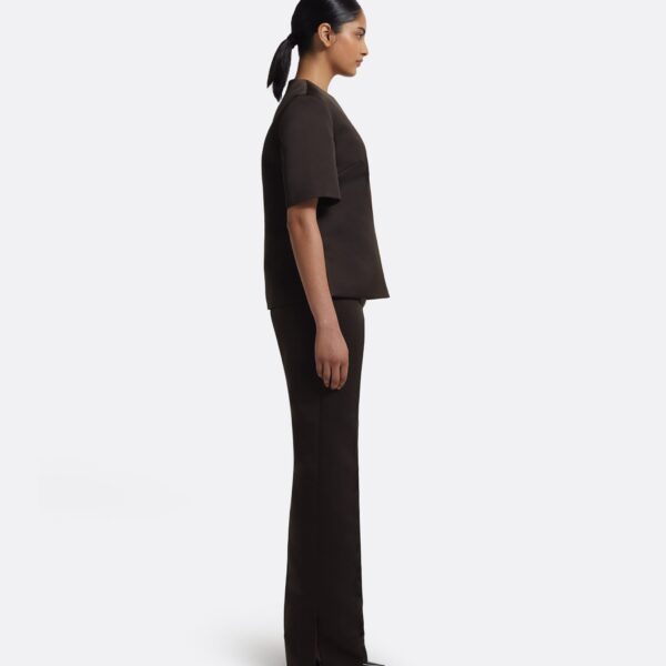 Sayuri Top In Peat Brown by Safiyaa ‚Äì luxury tops in Brown available at Luxury Shoes 