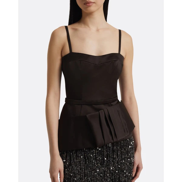 Sorai Long Dress In Peat Brown On Black by Safiyaa ‚Äì luxury dresses in Black available at Luxury Shoes 