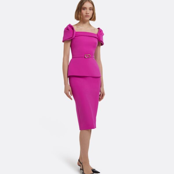 Thalia Top In Pompeii With Embellished Belt by Safiyaa ‚Äì luxury tops in Pink available at Luxury Shoes 