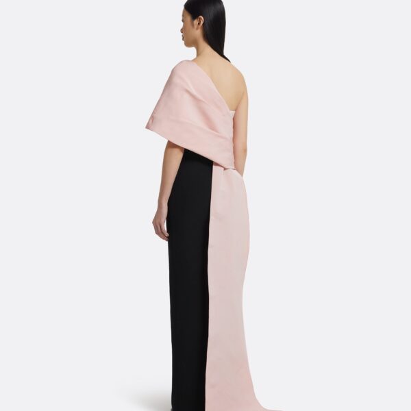 Tokiyo Long Dress In Peony Blush On Black by Safiyaa ‚Äì luxury dresses in Black available at Luxury Shoes 