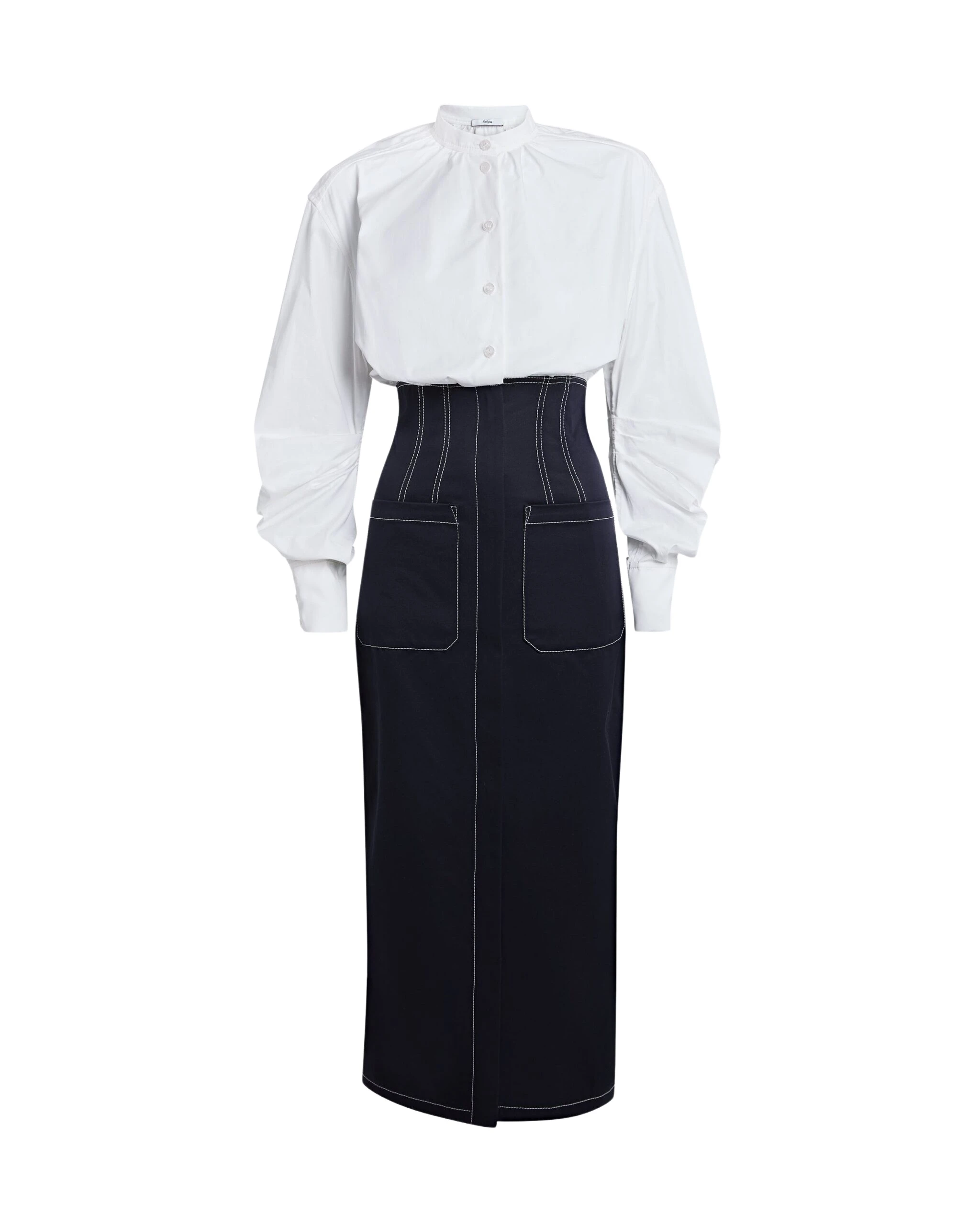 Safiyaa-Weatherly-Midi-Dress-In-Ivory-And-Midnight-Navy-Coveti-5-scaled25213_nobg Safiyaa Dresses luxury Clothing from Luxury Handbags Marketplace