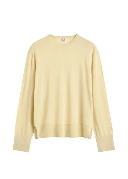 Toteme-Crew-neck-wool-silk-knit-champagne47489_nobg Toteme sweater luxury Clothing from Luxury Handbags Marketplace