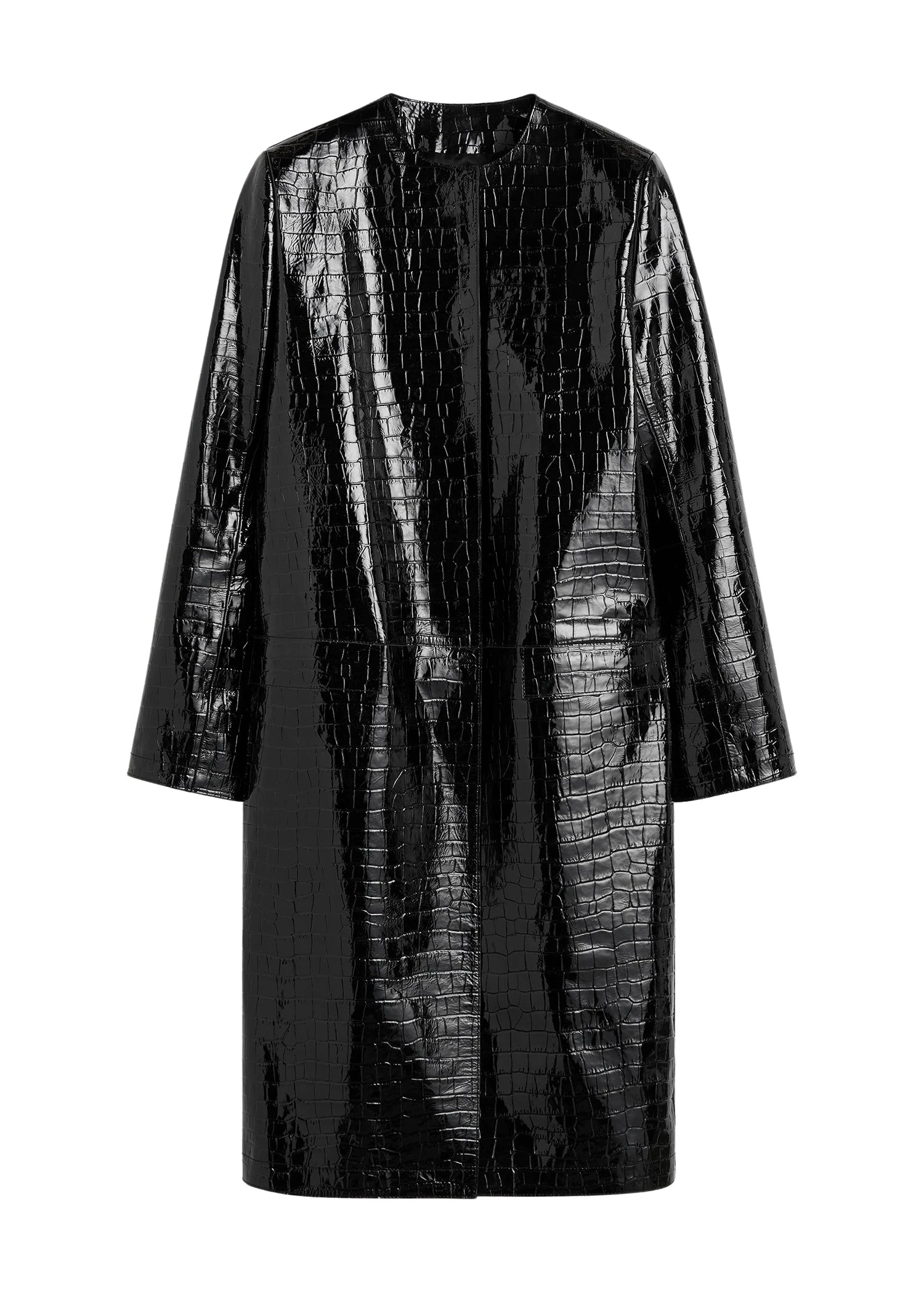 Toteme-Croco-embossed-coat-black30639_nobg Toteme Coat luxury Clothing from Luxury Handbags Marketplace