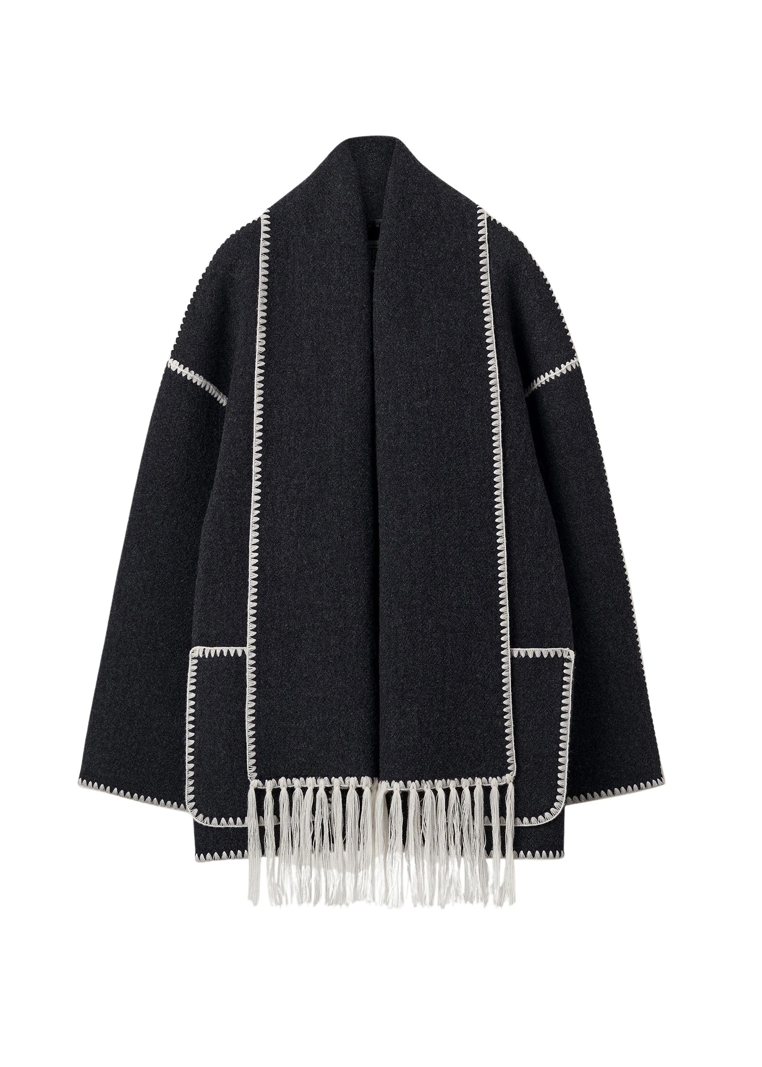 Toteme-Embroidered-scarf-jacket-dark-grey-melange31906_nobg Toteme Jacket luxury Clothing from Luxury Handbags Marketplace