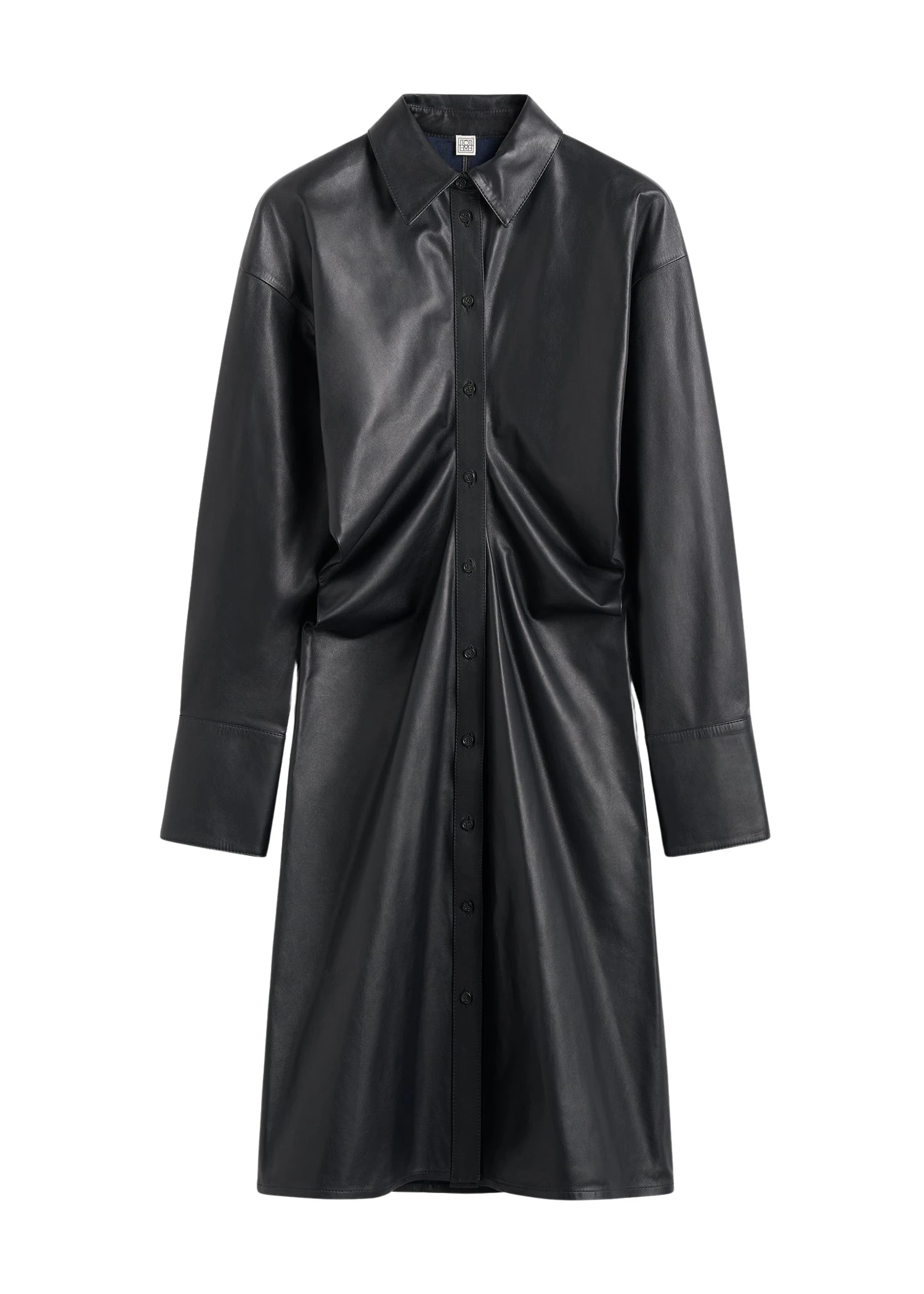 Toteme-Leather-slouch-shirtdress-navy68801_nobg Toteme Dress luxury Clothing from Luxury Handbags Marketplace