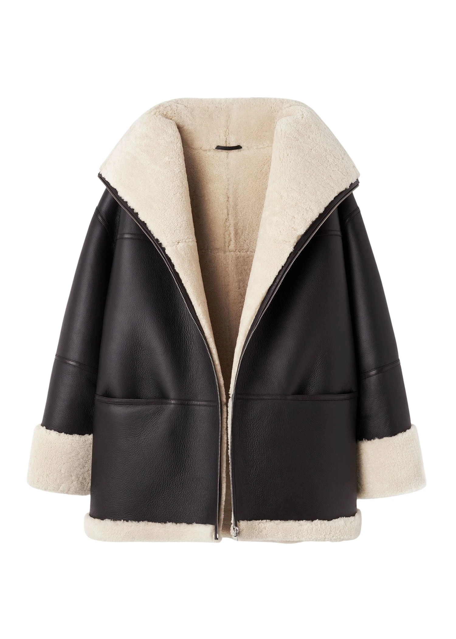 Toteme-Signature-shearling-jacket-blackoff-white20771_nobg Toteme Jacket luxury Clothing from Luxury Handbags Marketplace