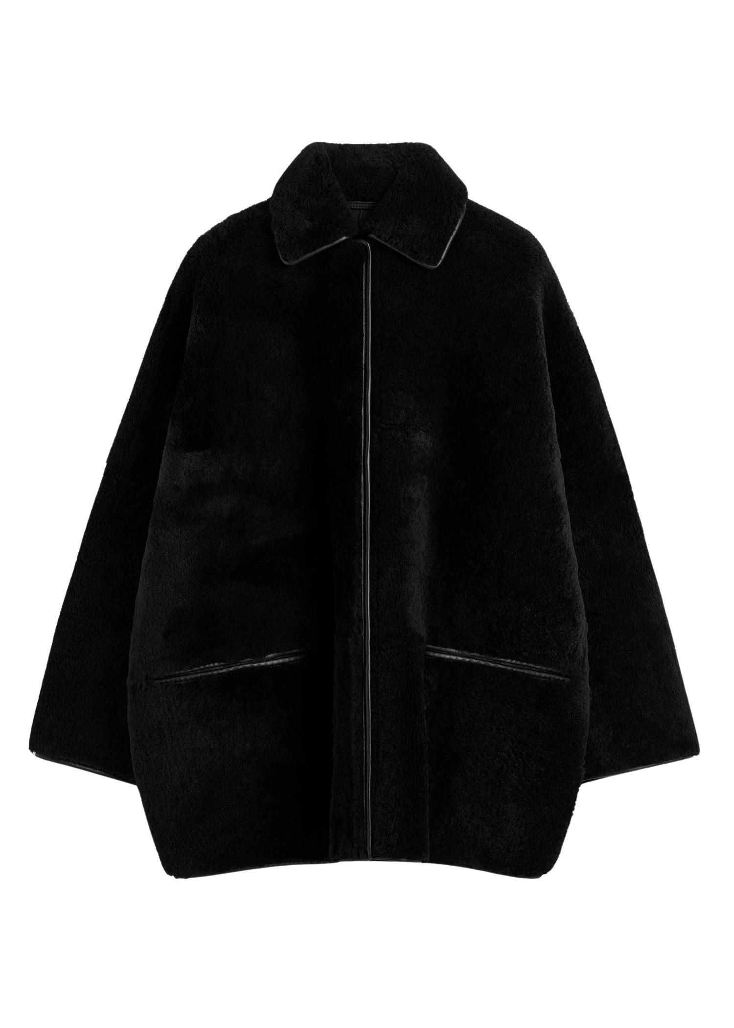 Toteme-Teddy-shearling-overshirt-jacket-black44021_nobg Toteme Jacket luxury Clothing from Luxury Handbags Marketplace