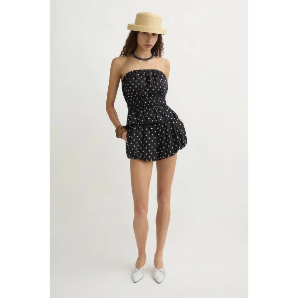 Posse Aurelia Short - Black White Polka Dot – sustainable Shorts in Black from Australian designer at Luxury Shoes .