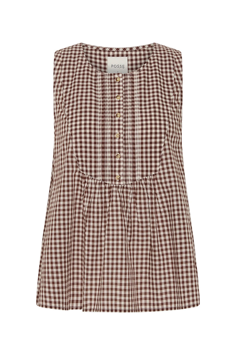 Posse Callie Blouse - Petite Mocha Gingham – Minimalist Sustainable Tops | Luxury Shoes Callie Blouse - Petite Mocha Gingham by Posse the Label ‚Äì luxury tops in Brown available at Luxury Shoes