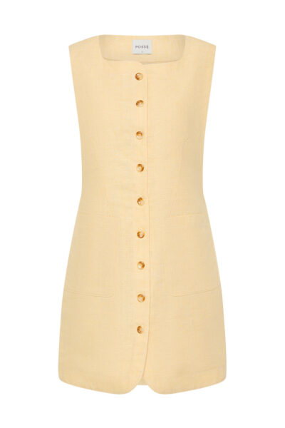 Emma Button Down Dress - Dusty Citron by Posse the Label ‚Äì luxury dresses in Yellow available at Luxury Shoes 