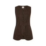 Posse Emma Vest - Chocolate Cream Pinstripe – Minimalist Sustainable Jackets | Luxury Shoes Emma Vest - Chocolate Cream Pinstripe by Posse the Label ‚Äì luxury jackets in Brown available at Luxury Shoes