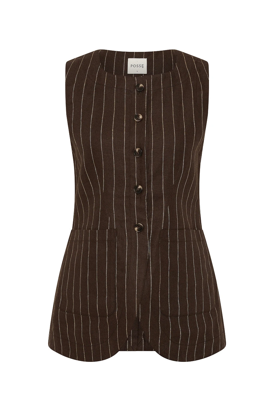 Posse Emma Vest - Chocolate Cream Pinstripe – Minimalist Sustainable Jackets | Luxury Shoes Emma Vest - Chocolate Cream Pinstripe by Posse the Label ‚Äì luxury jackets in Brown available at Luxury Shoes