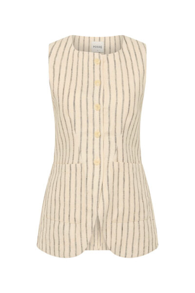 Emma Vest - Cream Pinstripe by Posse the Label ‚Äì luxury jackets in Ivory available at Luxury Shoes 