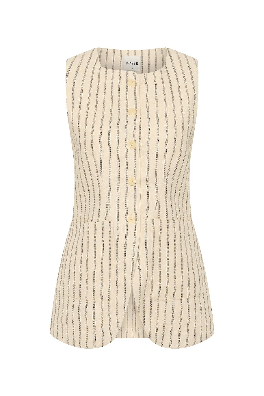 Posse Emma Vest - Cream Pinstripe – Minimalist Sustainable Jackets | Luxury Shoes Emma Vest - Cream Pinstripe by Posse the Label ‚Äì luxury jackets in Ivory available at Luxury Shoes