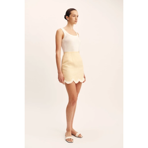 Posse Essie Mini Skirt - Dusty Citron – sustainable Skirts in Yellow from Australian designer at Luxury Shoes .