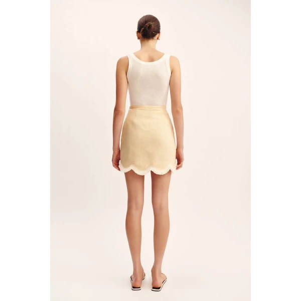 Posse Essie Mini Skirt - Dusty Citron – sustainable Skirts in Yellow from Australian designer at Luxury Shoes .