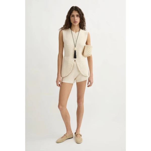 Posse Harlan Vest - Cream – sustainable Jackets in Ivory from Australian designer at Luxury Shoes .
